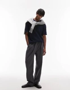 Topman Oversized Fit T-shirt In Navy For Men -Daily Wardrobe Shop 207472541 3