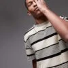 Topman Premium Oversized Fit Stripe T-shirt In Ecru For Men -Daily Wardrobe Shop 207492074 1 ecru