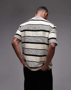 Topman Premium Oversized Fit Stripe T-shirt In Ecru For Men -Daily Wardrobe Shop 207492074 3