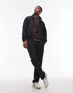 Topman Micro Waffle Tracksuit In Black