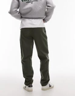 Topman Essential Washed Trousers In Khaki For Men -Daily Wardrobe Shop 207519875 3