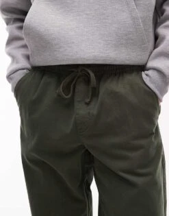 Topman Essential Washed Trousers In Khaki For Men -Daily Wardrobe Shop 207519875 4