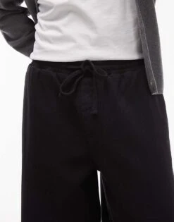 Topman Twill Pull On Trousers In Washed Black For Men 10 Topman Twill Pull On Trousers In Washed Black For Men -Daily Wardrobe Shop 207519923 3