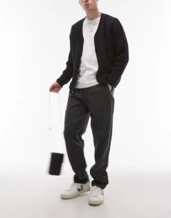 Topman Essential Washed Trousers In Charcoal For Men -Daily Wardrobe Shop 207519930 3