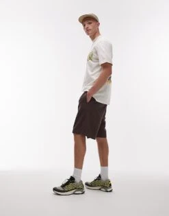 Topman Washed Cotton Shorts In Brown For Men