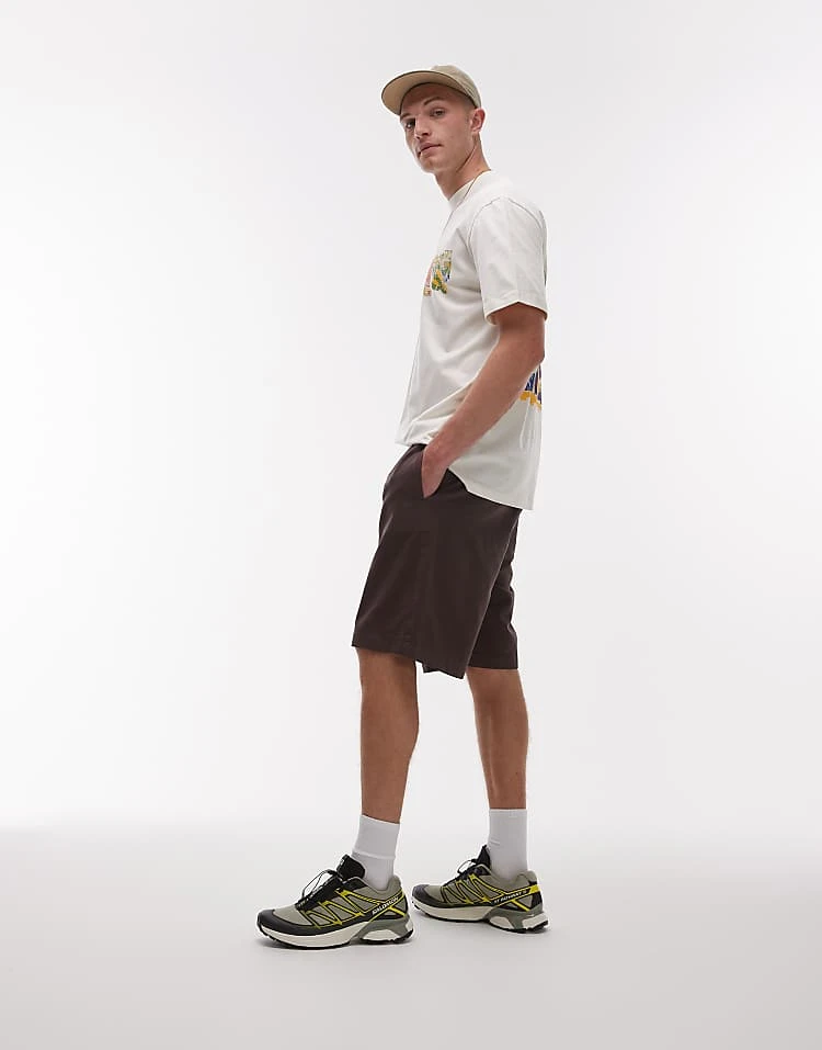 Topman Washed Cotton Shorts In Brown For Men 3 Topman Washed Cotton Shorts In Brown For Men