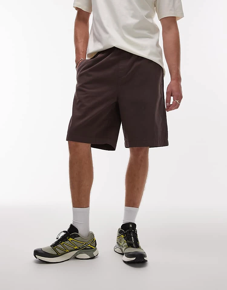 Topman Washed Cotton Shorts In Brown For Men 4 Topman Washed Cotton Shorts In Brown For Men - Image 2