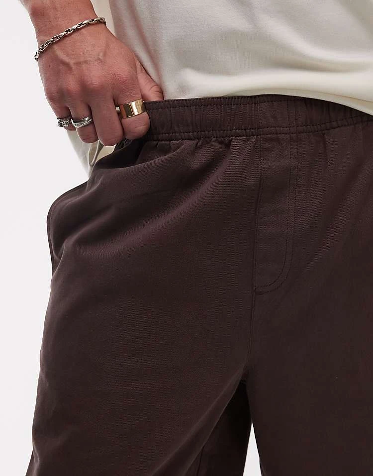 Topman Washed Cotton Shorts In Brown For Men 5 Topman Washed Cotton Shorts In Brown For Men - Image 3