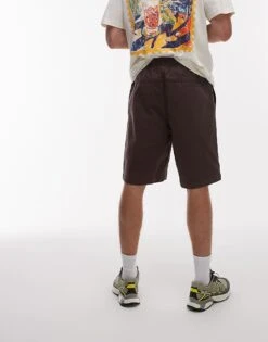 Topman Washed Cotton Shorts In Brown For Men 11 Topman Washed Cotton Shorts In Brown For Men -Daily Wardrobe Shop 207519937 4