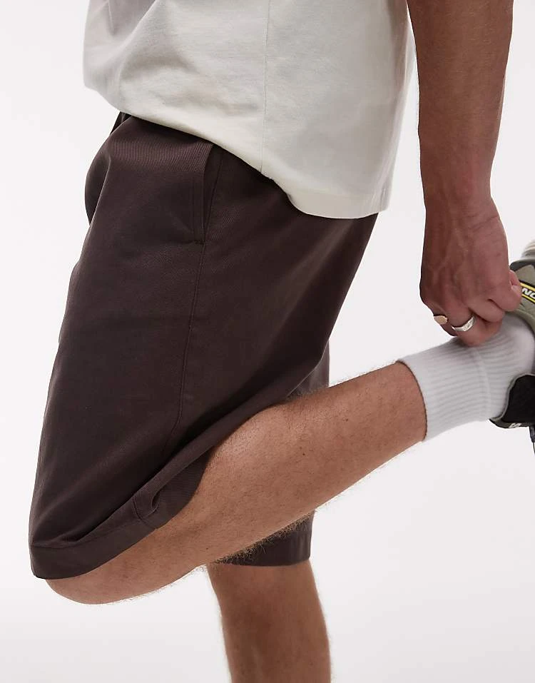 Topman Washed Cotton Shorts In Brown For Men 7 Topman Washed Cotton Shorts In Brown For Men - Image 5