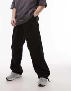 Topman Twill Washed Trousers In Black For Men -Daily Wardrobe Shop 207520295 1 black 1