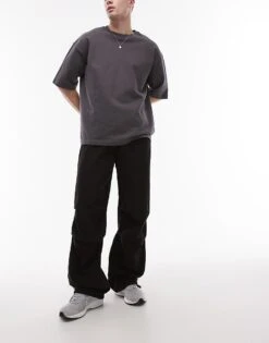 Topman Twill Washed Trousers In Black For Men -Daily Wardrobe Shop 207520295 5