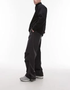 Topman Twill Washed Trousers In Grey For Men