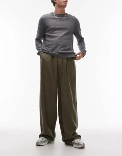 Topman Casual Linen Blend Relaxed Trousers In Khaki For Men 13 Topman Casual Linen Blend Relaxed Trousers In Khaki For Men -Daily Wardrobe Shop 207520504 1 khaki 1