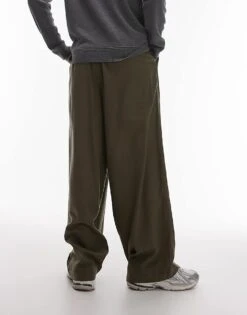 Topman Casual Linen Blend Relaxed Trousers In Khaki For Men 11 Topman Casual Linen Blend Relaxed Trousers In Khaki For Men -Daily Wardrobe Shop 207520504 4