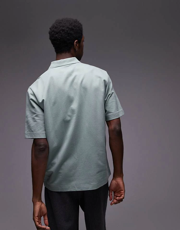 Topman Oversized Fit Button Through Jersey Shirt In Sage For Men 5 Topman Oversized Fit Button Through Jersey Shirt In Sage For Men - Image 3