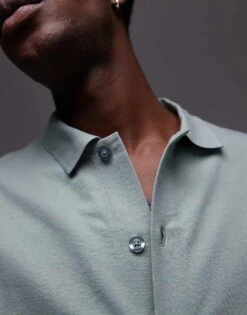Topman Oversized Fit Button Through Jersey Shirt In Sage For Men 10 Topman Oversized Fit Button Through Jersey Shirt In Sage For Men -Daily Wardrobe Shop 207525395 4