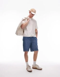 Topman Elasticated Denim Short In Mid Wash For Men 13 Topman Elasticated Denim Short In Mid Wash For Men -Daily Wardrobe Shop 207531646 1 midwash 1