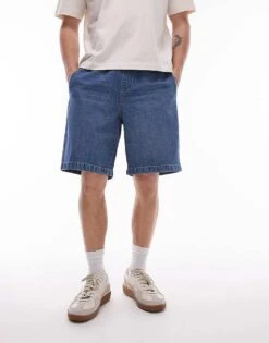 Topman Elasticated Denim Short In Mid Wash For Men 10 Topman Elasticated Denim Short In Mid Wash For Men -Daily Wardrobe Shop 207531646 3