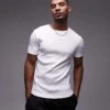 Topman Skinny Fit Ribbed T-shirt In White For Men -Daily Wardrobe Shop 207542424 1 white