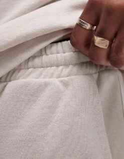 Topman Oversized Fit Linen Blend Short Sleeve Sweatshirt In Stone For Men -Daily Wardrobe Shop 207543685 3