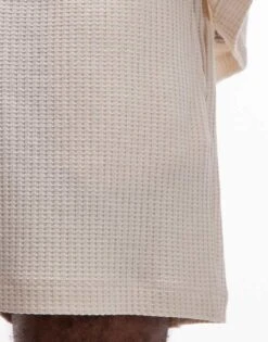 Topman Oversized Fit Waffle Short In Stone For Men -Daily Wardrobe Shop 207550922 3