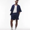 Topman Oversized Fit Waffle Short In Navy For Men 2 Topman Oversized Fit Waffle Short In Navy For Men -Daily Wardrobe Shop 207550923 1 navy