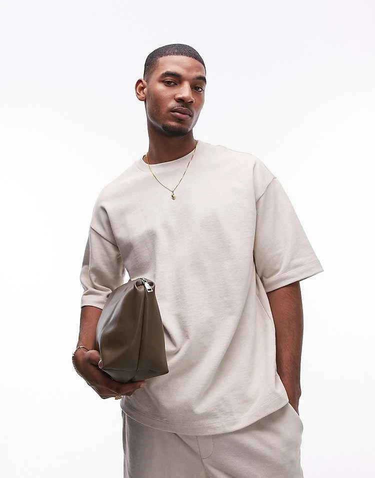 Topman Oversized Fit Linen Blend Short In Stone For Men 4 Topman Oversized Fit Linen Blend Short In Stone For Men - Image 2