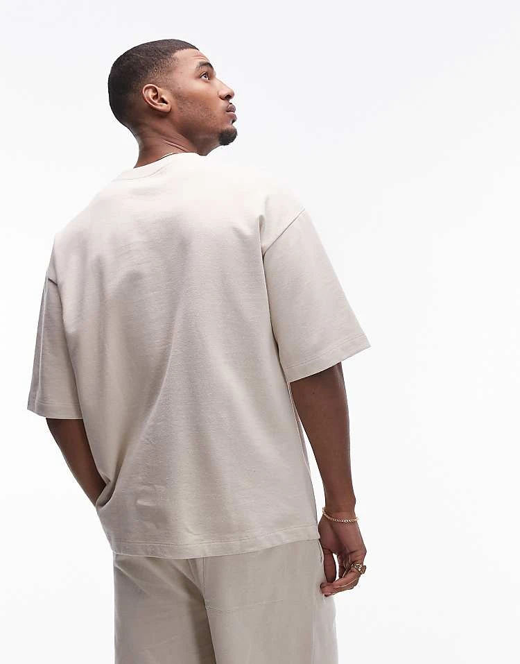 Topman Oversized Fit Linen Blend Short In Stone For Men 6 Topman Oversized Fit Linen Blend Short In Stone For Men - Image 4