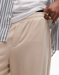 Topman Baggy Premium Interlock Jogger In Stone For Men -Daily Wardrobe Shop 207561549 3