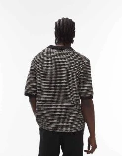 Topman Revere Knitted Polo Shirt In Stripe For Men Multi -Daily Wardrobe Shop 207587102 3