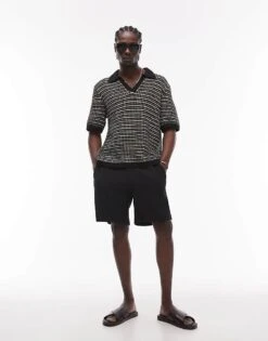 Topman Revere Knitted Polo Shirt In Stripe For Men Multi -Daily Wardrobe Shop 207587102 4