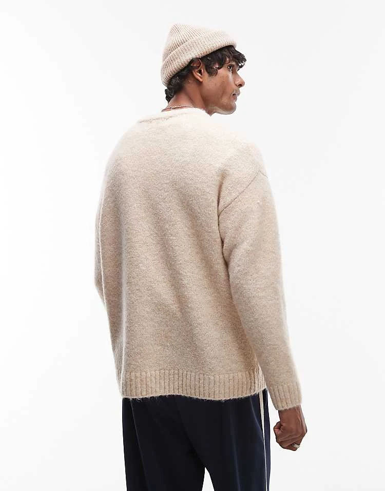 Topman Relaxed Fit Jumper In Oatmeal For Men 5 Topman Relaxed Fit Jumper In Oatmeal For Men - Image 3