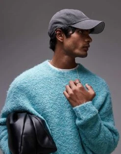 Topman Relaxed Fit Boucle Jumper In Turquoise For Men -Daily Wardrobe Shop 207596359 1 turquoise 1