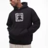 Topman Oversized Fit Hoodie With Frayed Patch Embroidery In Black For Men -Daily Wardrobe Shop 207621411 1 black