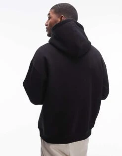 Topman Oversized Fit Hoodie With Frayed Patch Embroidery In Black For Men 9 Topman Oversized Fit Hoodie With Frayed Patch Embroidery In Black For Men -Daily Wardrobe Shop 207621411 3