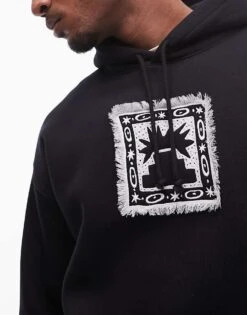 Topman Oversized Fit Hoodie With Frayed Patch Embroidery In Black For Men 10 Topman Oversized Fit Hoodie With Frayed Patch Embroidery In Black For Men -Daily Wardrobe Shop 207621411 4