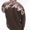 Topman Oversized Fit Sweatshirt With Front And Back City Of Angels Embroidery In Brown For Men -Daily Wardrobe Shop 207621468 1 brown