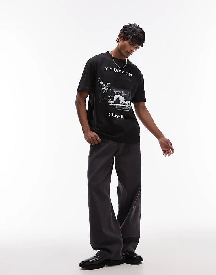 Topman Premium Oversized Fit T-shirt With Front And Back Joy Division Print In Black For Men 6 Topman Premium Oversized Fit T-shirt With Front And Back Joy Division Print In Black For Men - Image 4