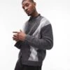 Topman Cardigan In Grey & White Argyle For Men Grey / White