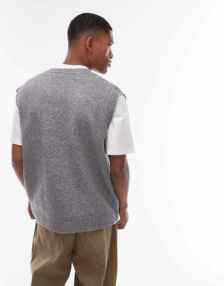 Topman Knitted Vest In Grey & Blue Argyle For Men Grey / Blue 6 Topman Knitted Vest In Grey & Blue Argyle For Men Grey / Blue - Image 4