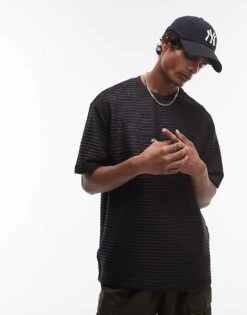 Topman Oversized Fit Smart Rib T-shirt In Black For Men -Daily Wardrobe Shop 207678546 1 black 1