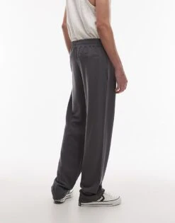 Topman Premium Straight Fit Twill Jogger In Charcoal For Men -Daily Wardrobe Shop 207695412 4