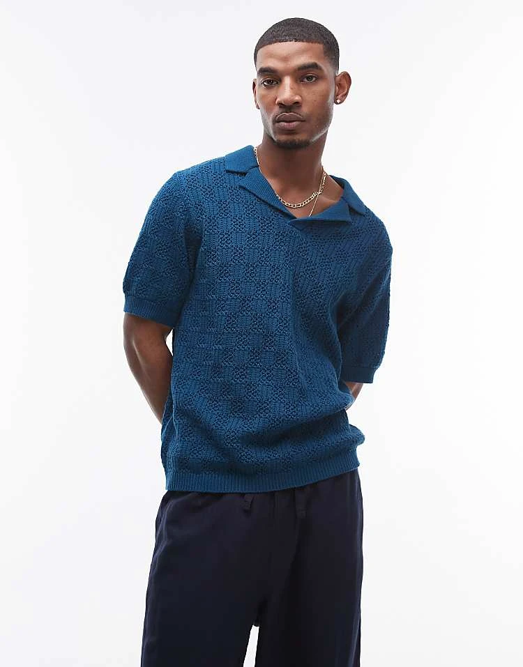 Topman Crochet Pattern Polo In Blue For Men 7 Topman Crochet Pattern Polo In Blue For Men - Image 5