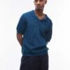 Topman Crochet Pattern Polo In Blue For Men -Daily Wardrobe Shop 207702132 1 blue