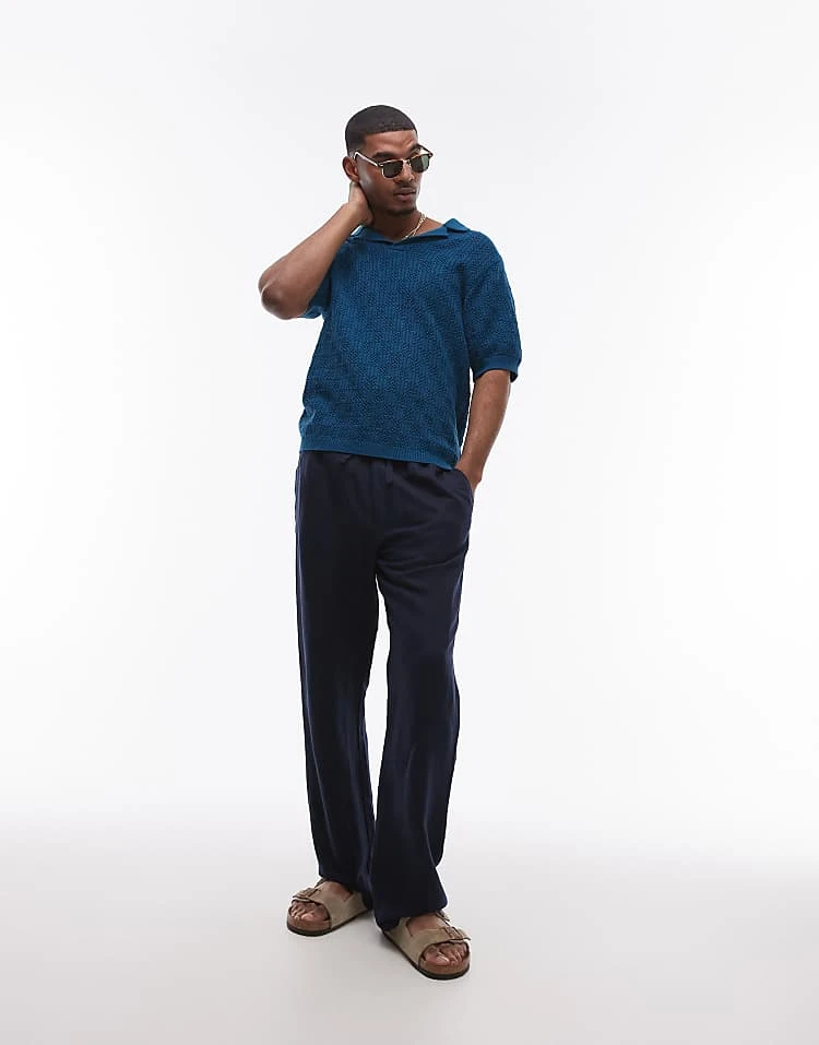 Topman Crochet Pattern Polo In Blue For Men 5 Topman Crochet Pattern Polo In Blue For Men - Image 3