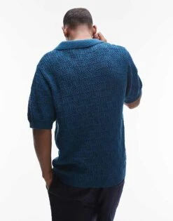 Topman Crochet Pattern Polo In Blue For Men 10 Topman Crochet Pattern Polo In Blue For Men -Daily Wardrobe Shop 207702132 4