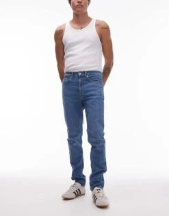 Topman Stretch Skinny Jean In Mid Wash Blue For Men