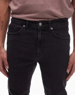 Topman Stretch Skinny Jean In Washed Black For Men -Daily Wardrobe Shop 207710511 5