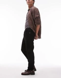Topman Stretch Taper Jean In Black For Men -Daily Wardrobe Shop 207710526 3